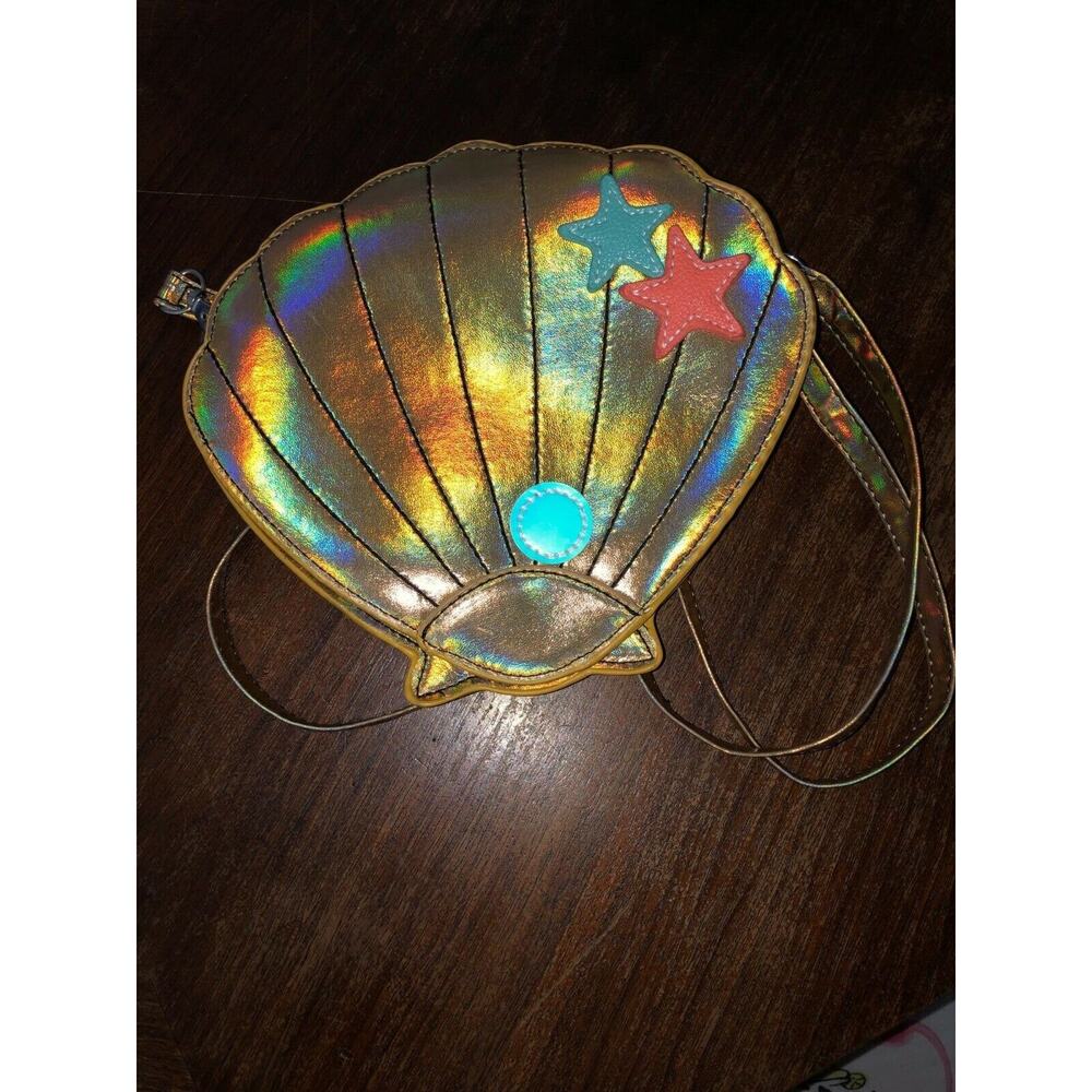 Sleepyville Critters Mermaid Golden Shell Cross Body Purse